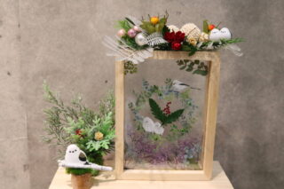 キラ・サークル【押花アートフィルム＆シマエナガのオブジェ】
